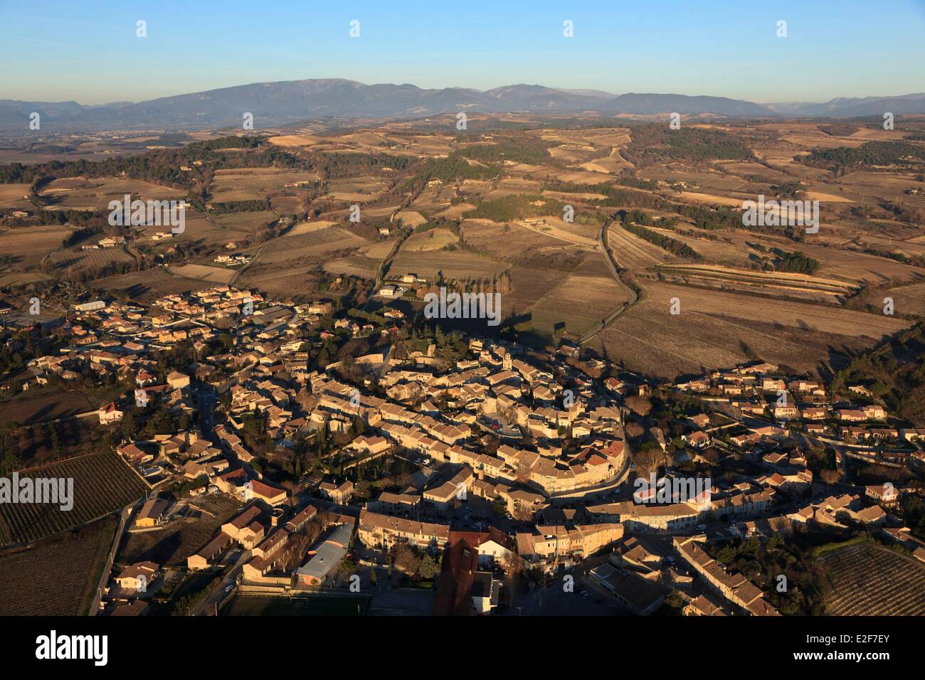 France, Vaucluse, Enclave des Papes, Visan (aerial view) Stock Photo