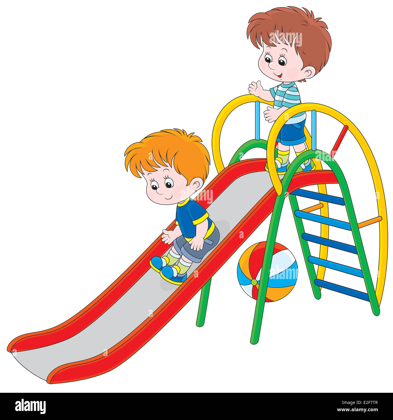 Cartoon little kids playing slide hi-res stock photography and images -  Alamy