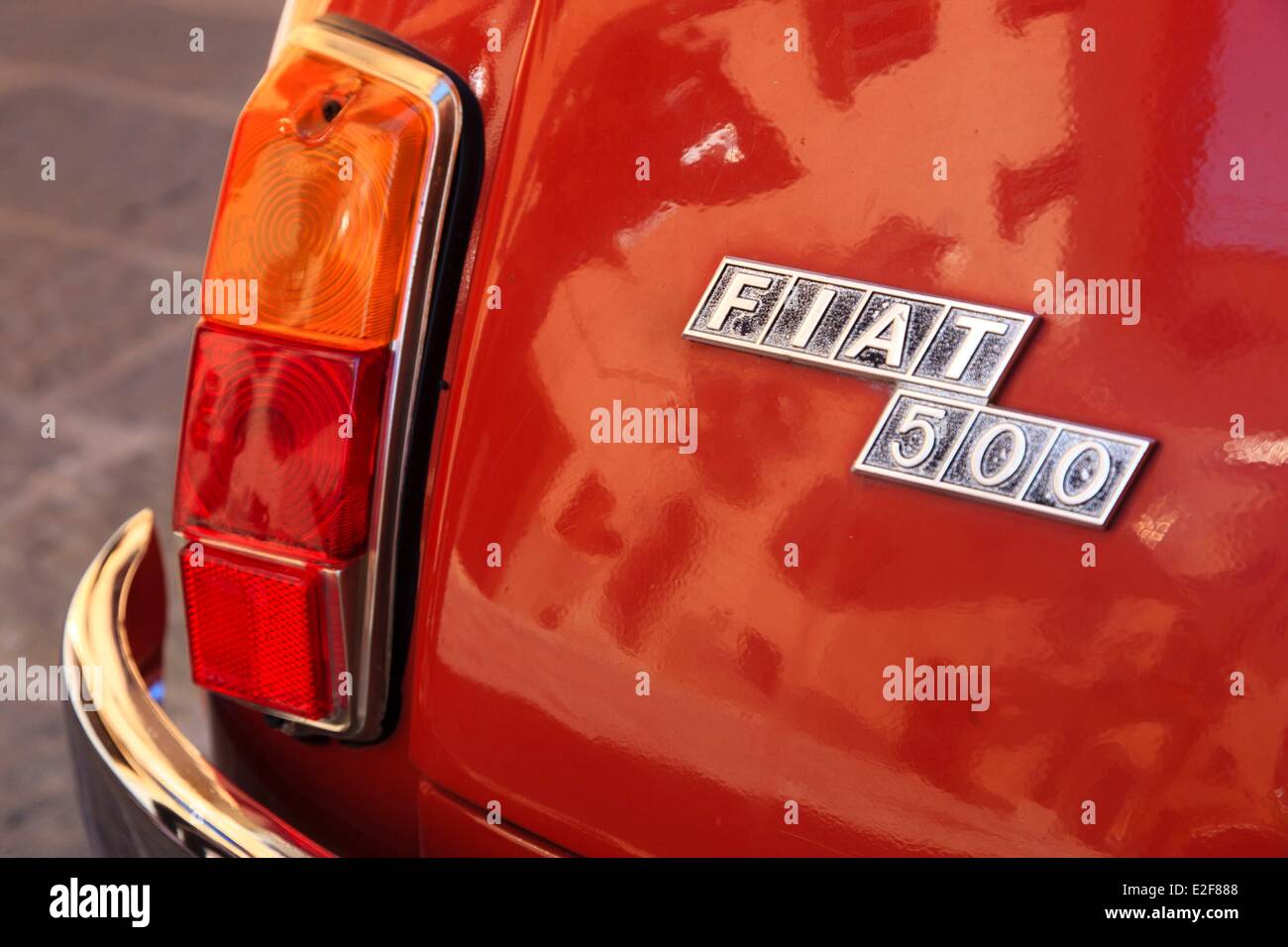 Italy, Tuscany, Val di Chiana, Montepulciano, Fiat 500 Stock Photo