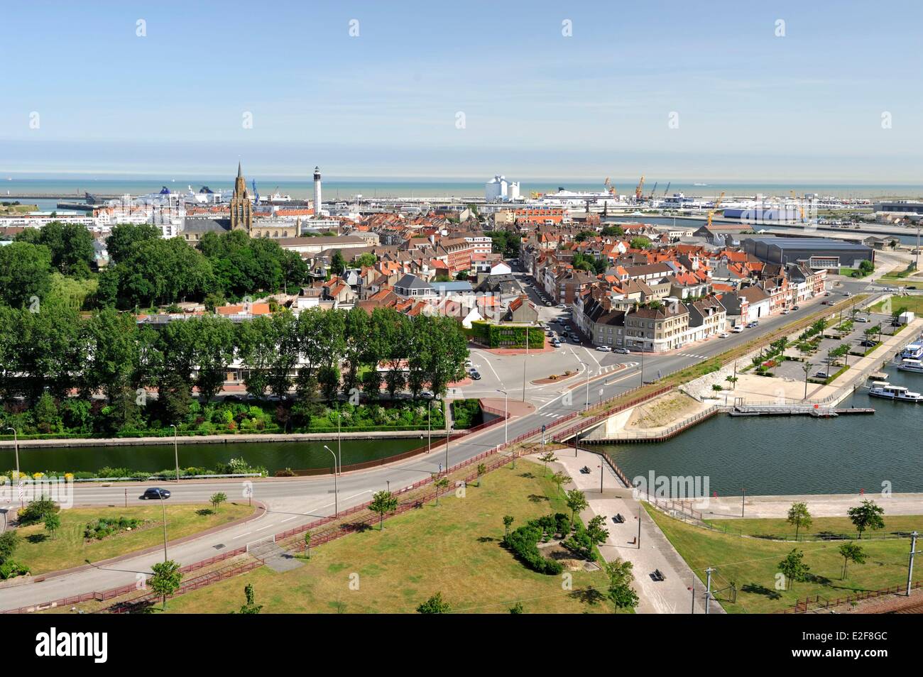 France, Pas de Calais, Calais, overlooking the city and harbor Stock Photo