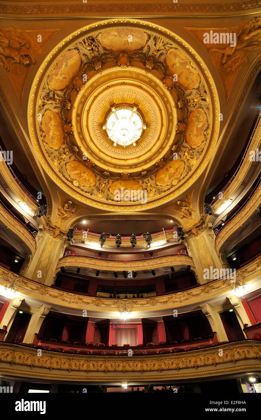 France Nord Lille Lille Opera the great room balconies and cupola ornated with eight medallions which include eight paintings Stock Photo