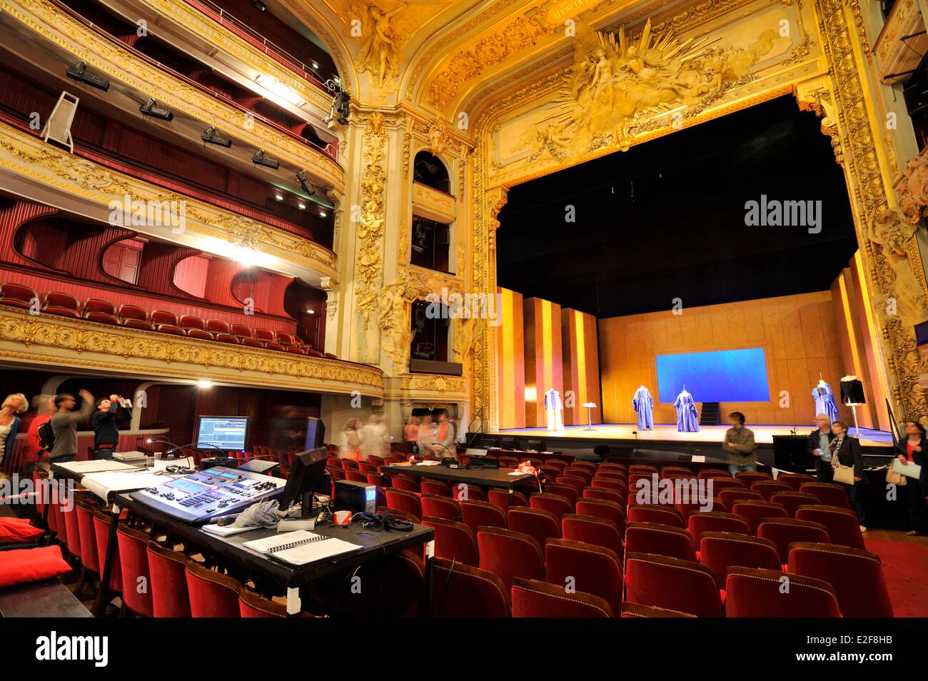 France Nord Lille Lille Opera the great room balconies and stage called the Plateau renovated by the architect Pierre Louis Stock Photo