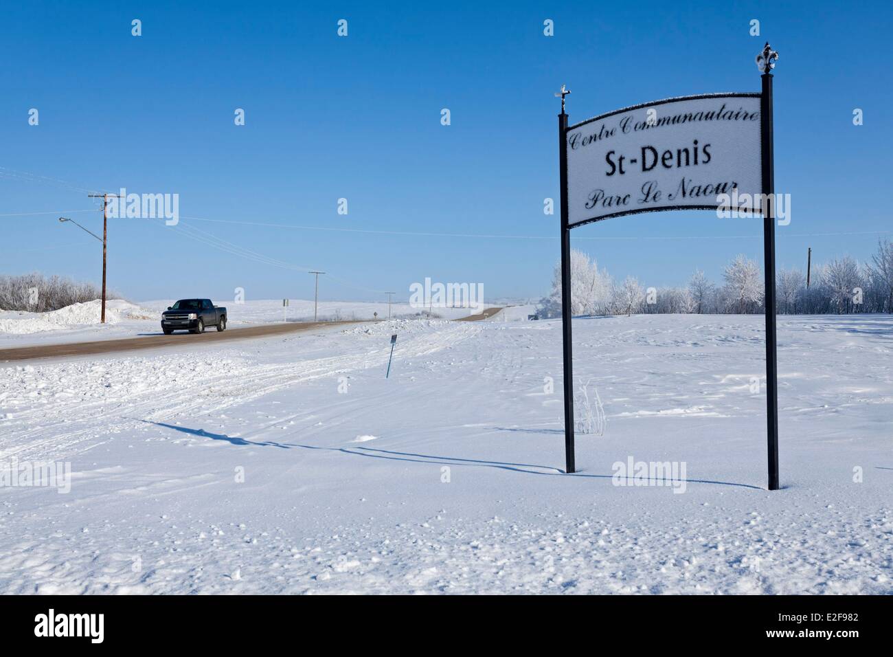 Canada, Saskatchewan, rural area in winter, the French village of Saint-Denis Stock Photo