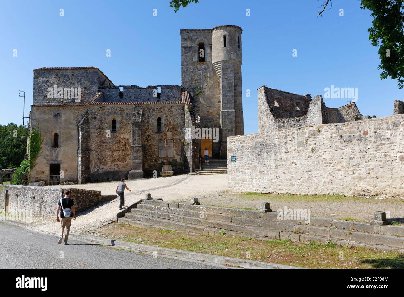 France, Haute Vienne, Oradour sur Glane, the ruins destroyed during World War II June 10, 1944, church Stock Photo