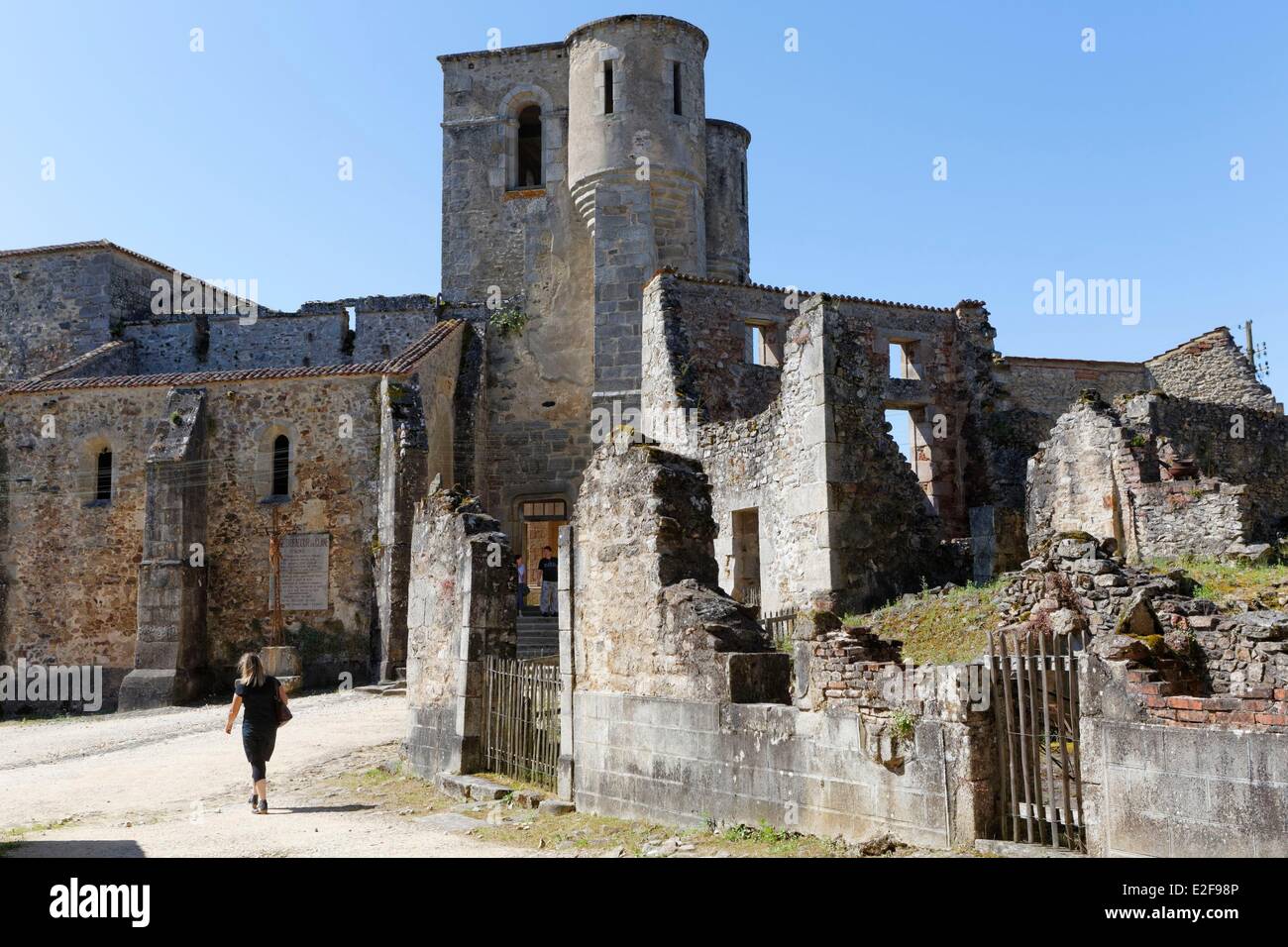 France, Haute Vienne, Oradour sur Glane, the ruins destroyed during World War II June 10, 1944, church Stock Photo