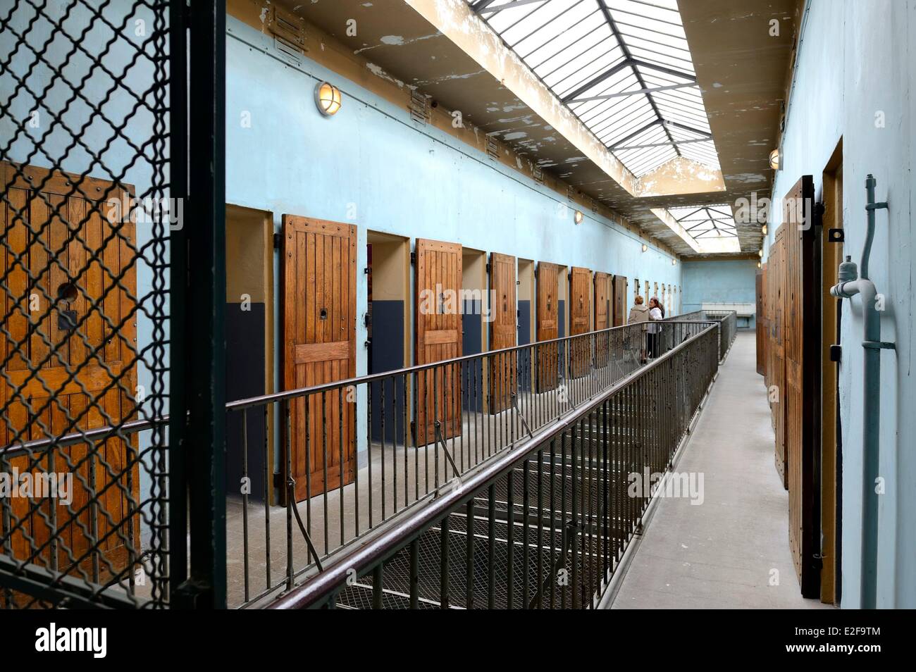 France, Rhone, Lyon, Montluc Prison Memorial, cells from the 2nd floor gallery where Jean Moulin was locked Stock Photo
