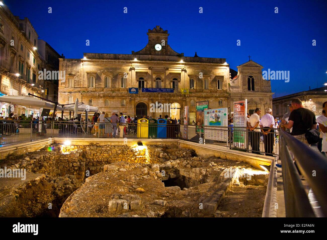 Italy, Puglia, Ostuni, liberty square, downtown, nightlife Stock Photo