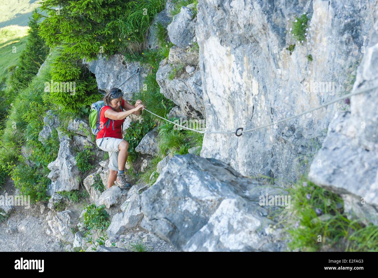 France, Haute-Savoie, Haut Giffre massif, hiking to Pointe d'Angolon