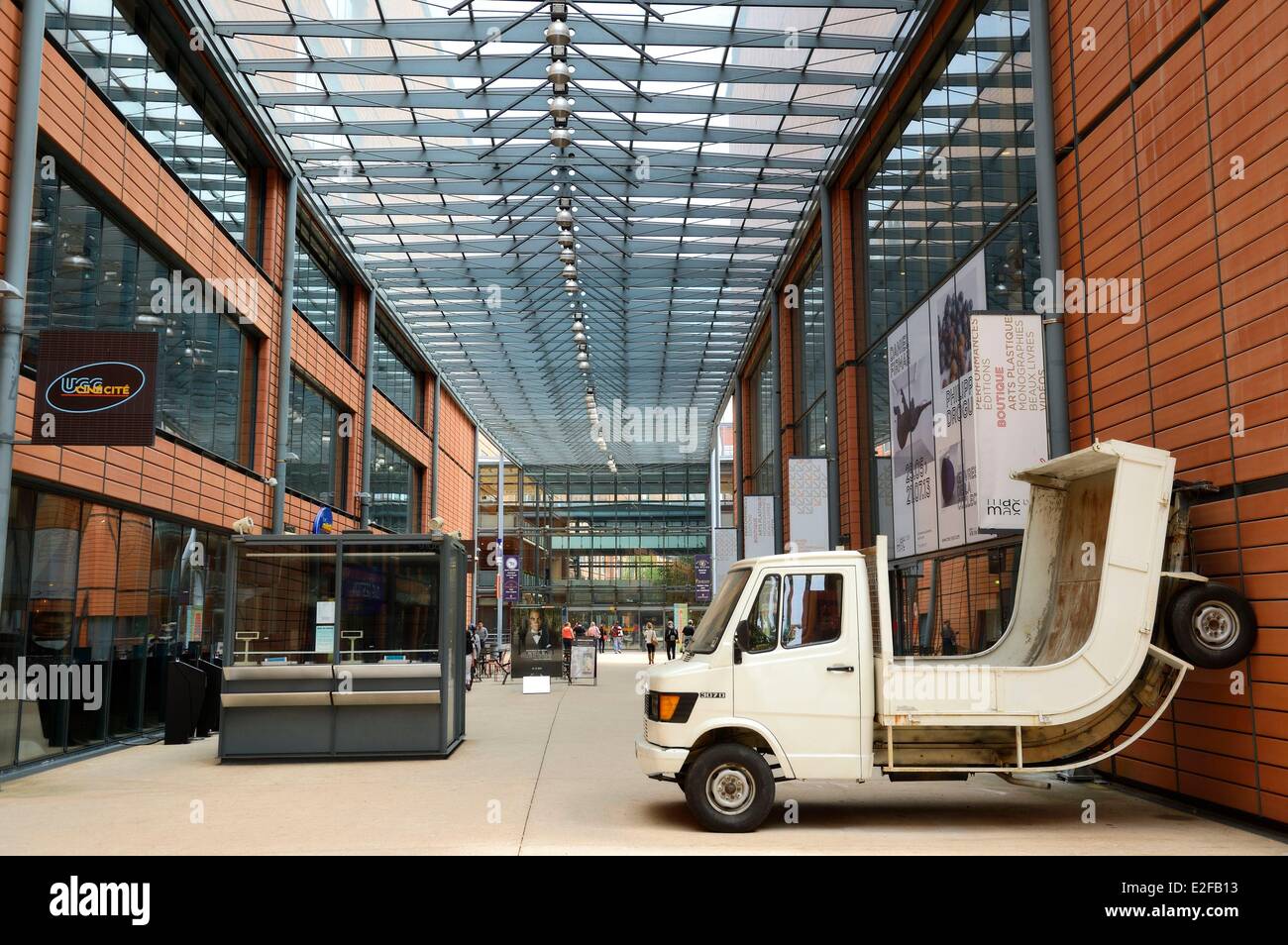 France Rhone Lyon the Cite Internationale designed by the architect Renzo  Piano Truck (2007) Erwin Wurm work collection of the Stock Photo - Alamy