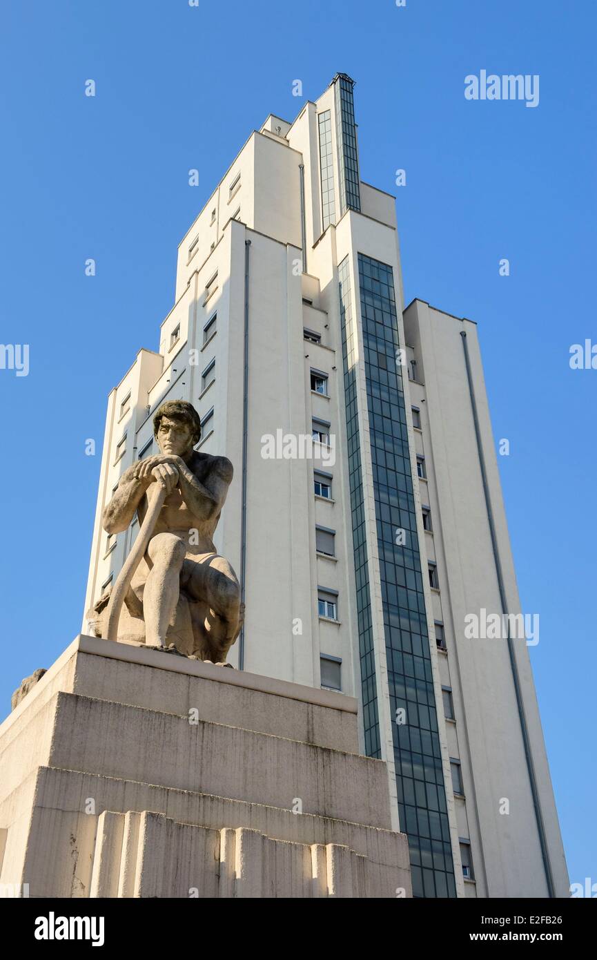 France Rhone Villeurbanne architectural ensemble of the gratte-ciel (skyscrapers) built from 1927 to 1934 the Repit de Stock Photo