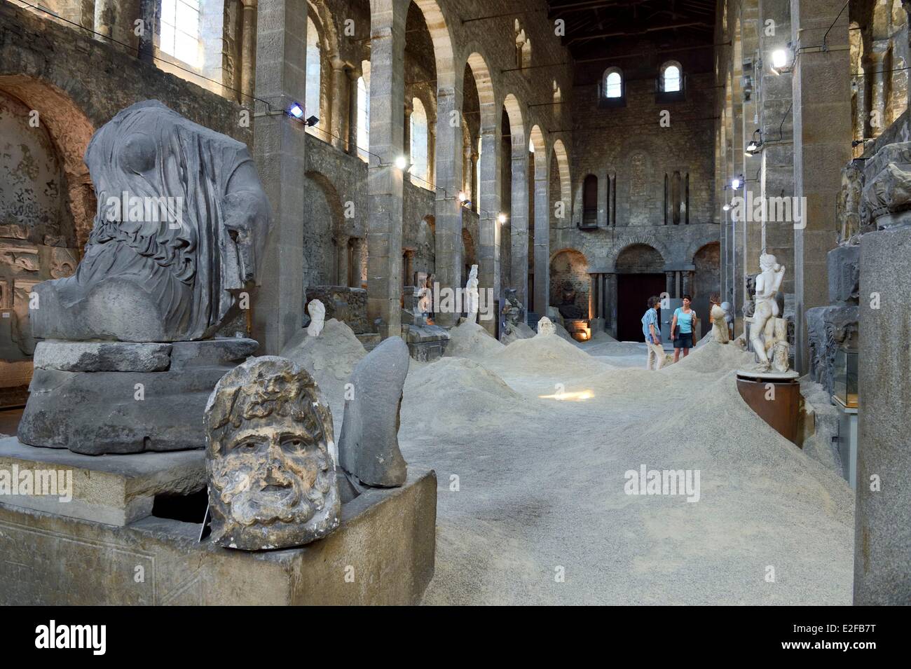 France Isere Vienne Lapidary Museum in Saint Pierre church artist Victoria Klotz installation in the middle of antique pieces Stock Photo