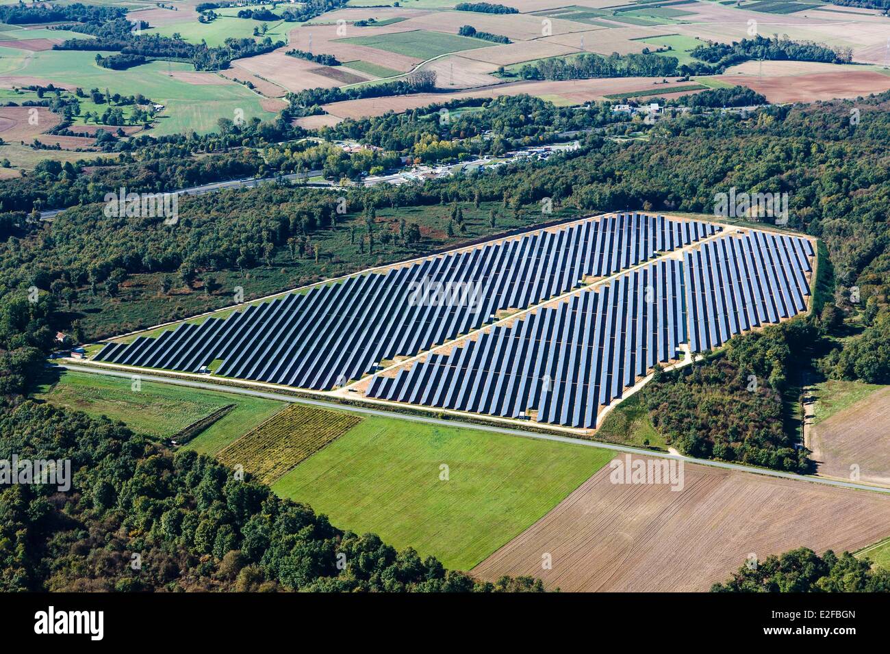 France, Charente Maritime, Saint Leger, photovoltaic power plant (aerial view) Stock Photo