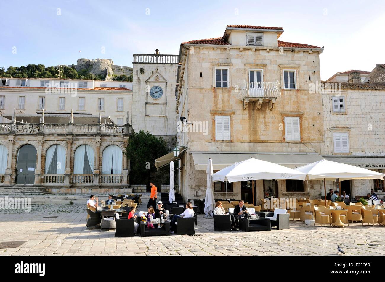 Croatia, Dalmatia, Dalmatian coast, Hvar island, Hvar city, the Palace hotel Stock Photo