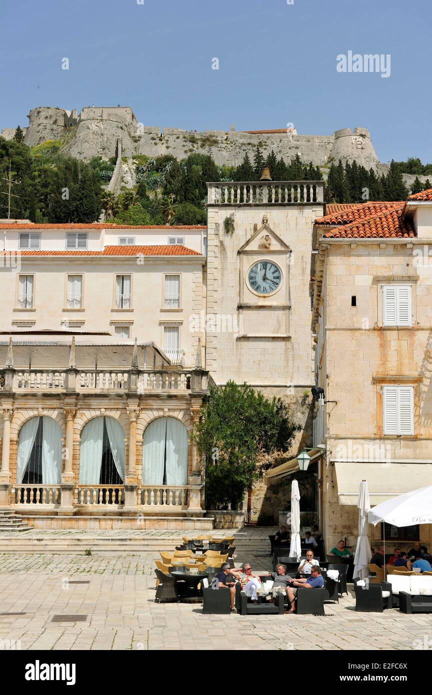 Croatia, Dalmatia, Dalmatian coast, Hvar island, Hvar city, the Palace hotel Stock Photo