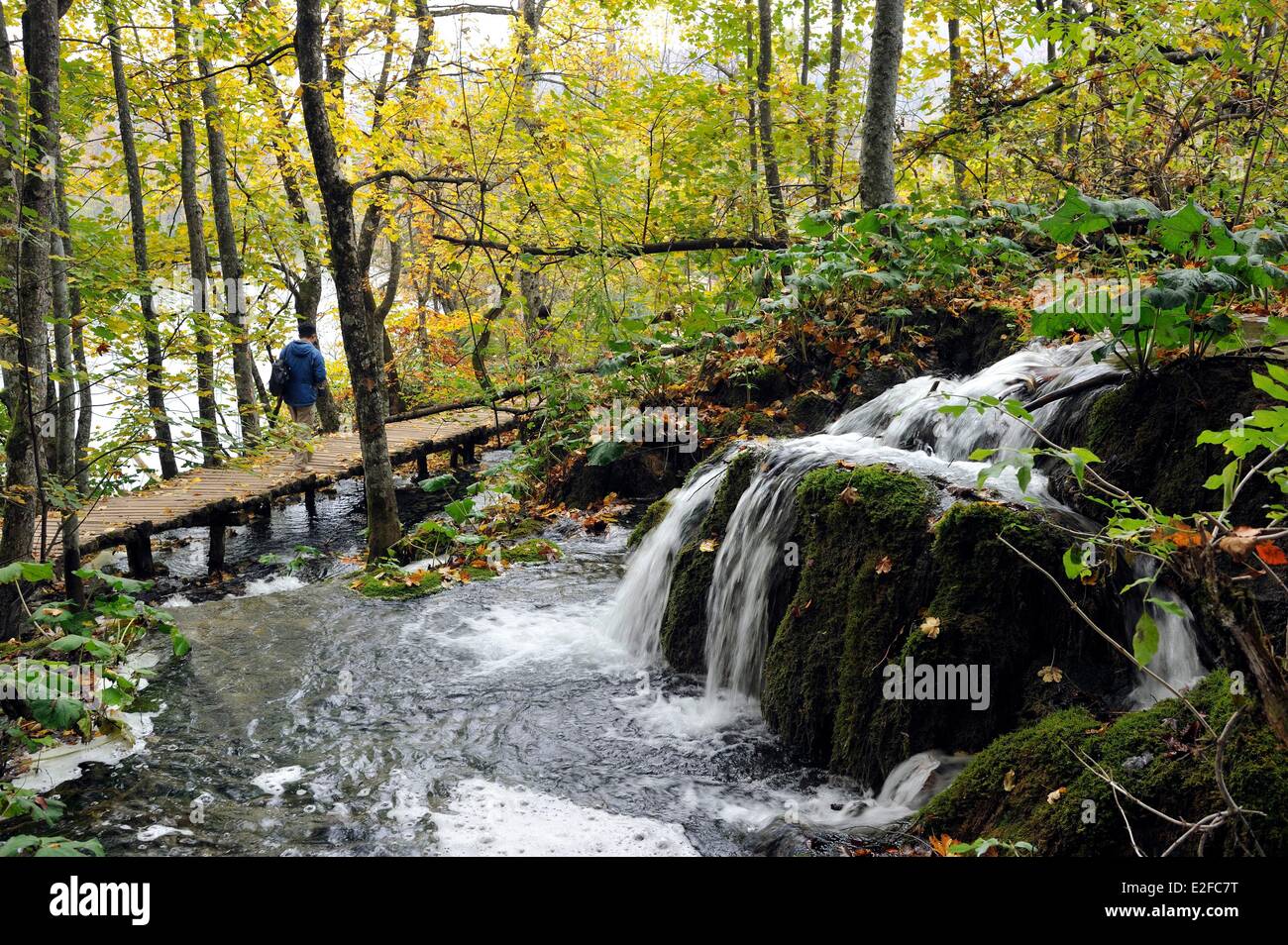 Croatia, Plitvice Lakes National Park listed as World Heritage by UNESCO, upper lakes Stock Photo