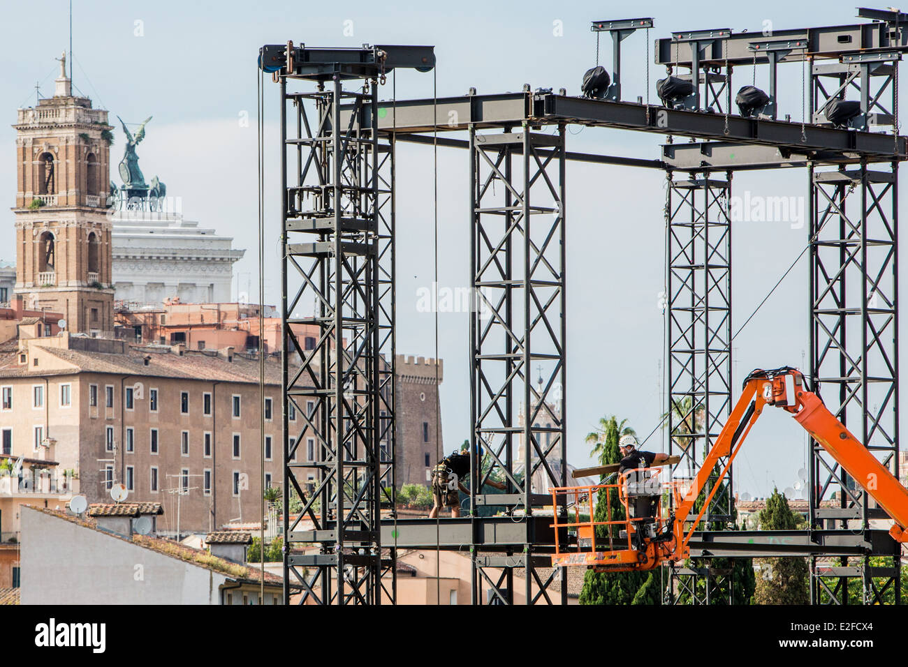 Construction underway at Circo Massimo ahead of Rolling Stones concert  Stock Photo - Alamy