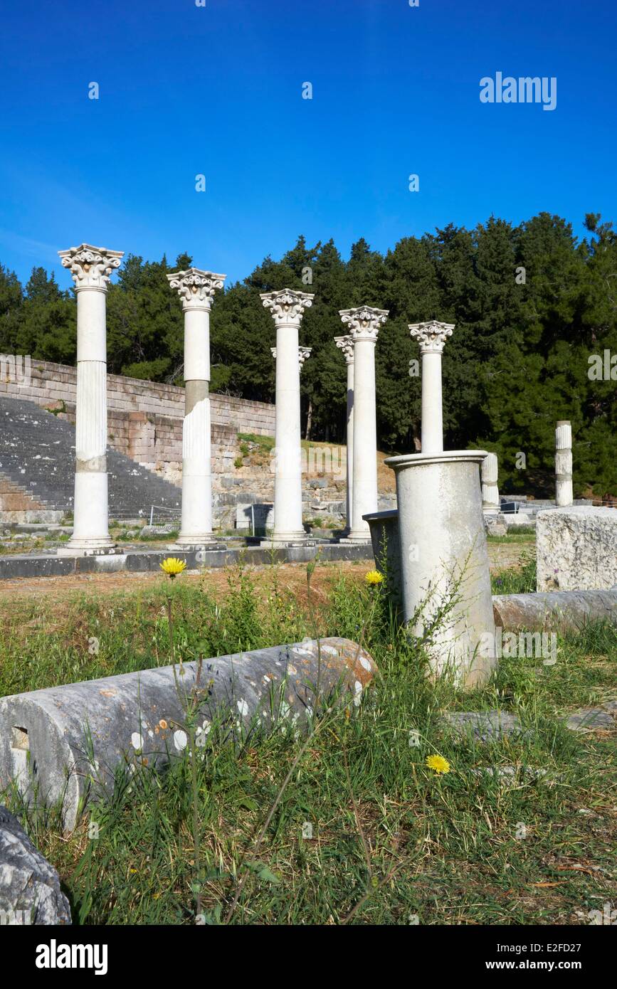 Greece, Dodecanese, Kos Island, Columns in the Ancient Greek city of Asklepieion Stock Photo