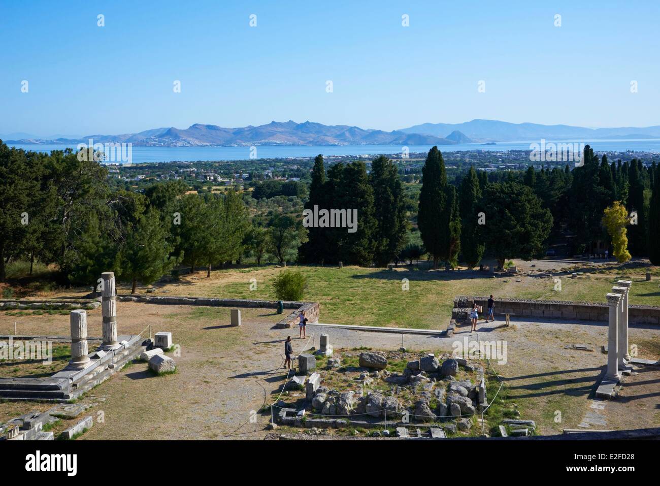 Greece, Dodecanese, Kos Island, Columns in the Ancient Greek city of Asklepieion Stock Photo