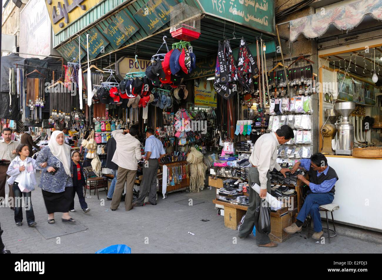 Jordan, Amman Governorate, Amman, King Faisal Street, shops of the souk Stock Photo Alamy