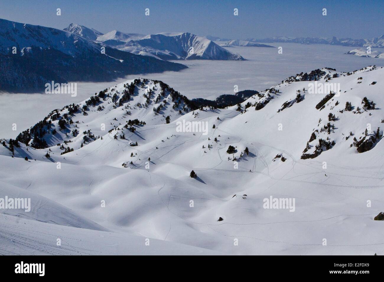 France, Isere, ski touring in the Belledonne Massif Stock Photo