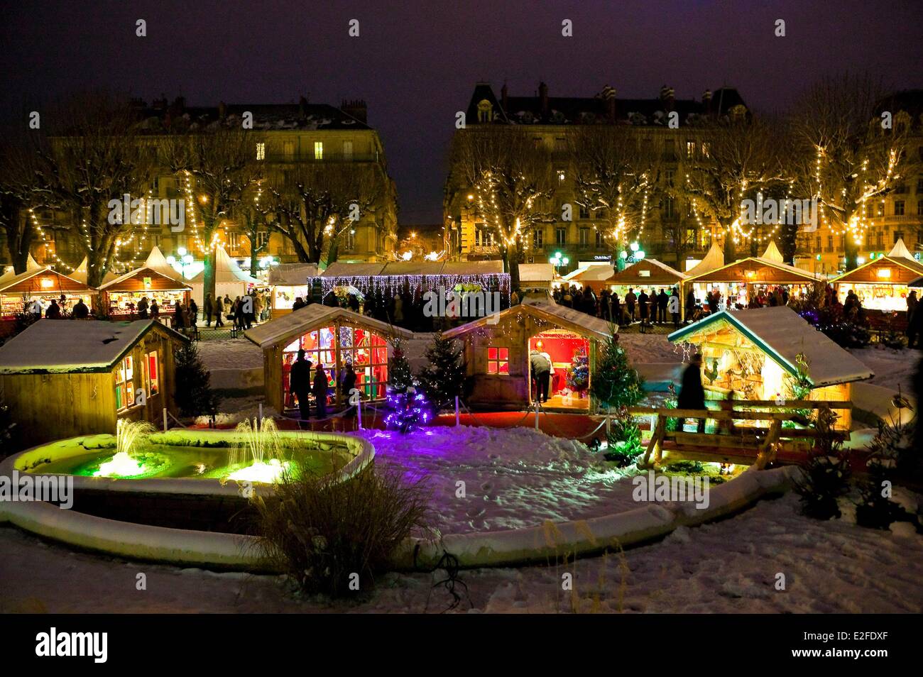 France, Isere, Grenoble, Christmas market on the Place Victor Hugo
