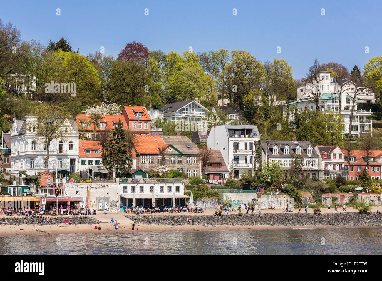 Germany, Hamburg, Ovelgonne area, the Elbe river with its beaches Stock Photo