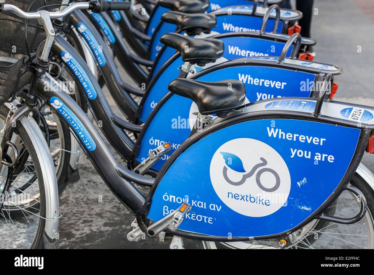 Cyprus, Limassol, Nextbike bicycles selfservice Stock Photo Alamy