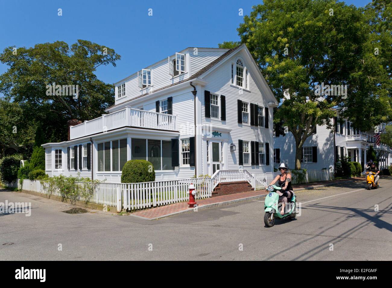 United States Massachusetts Cape Cod Martha's Vineyard island Edgartown South Water Street and its beautiful colonial houses Stock Photo