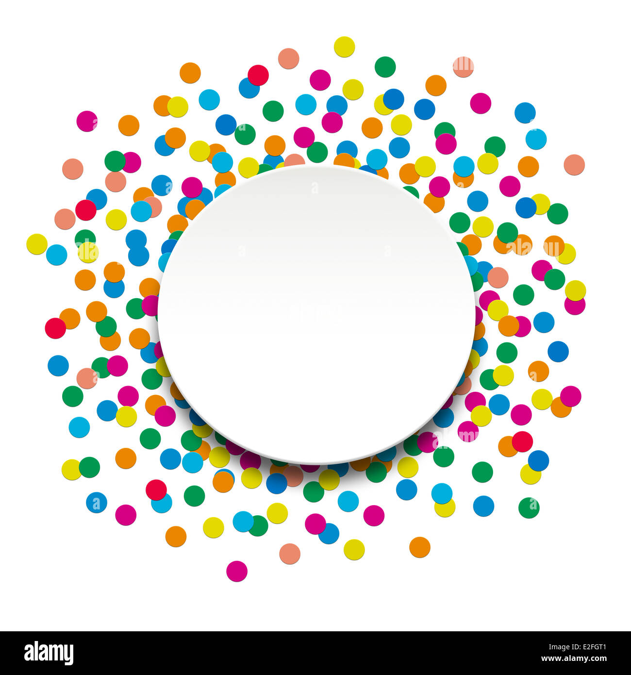 Colorful confetti with circle banner on white background Stock Photo