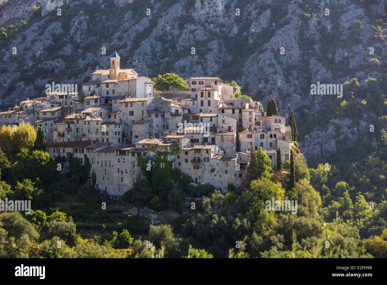 France, Alpes Maritimes, perched village of Peillon in Nice Hinterland Stock Photo