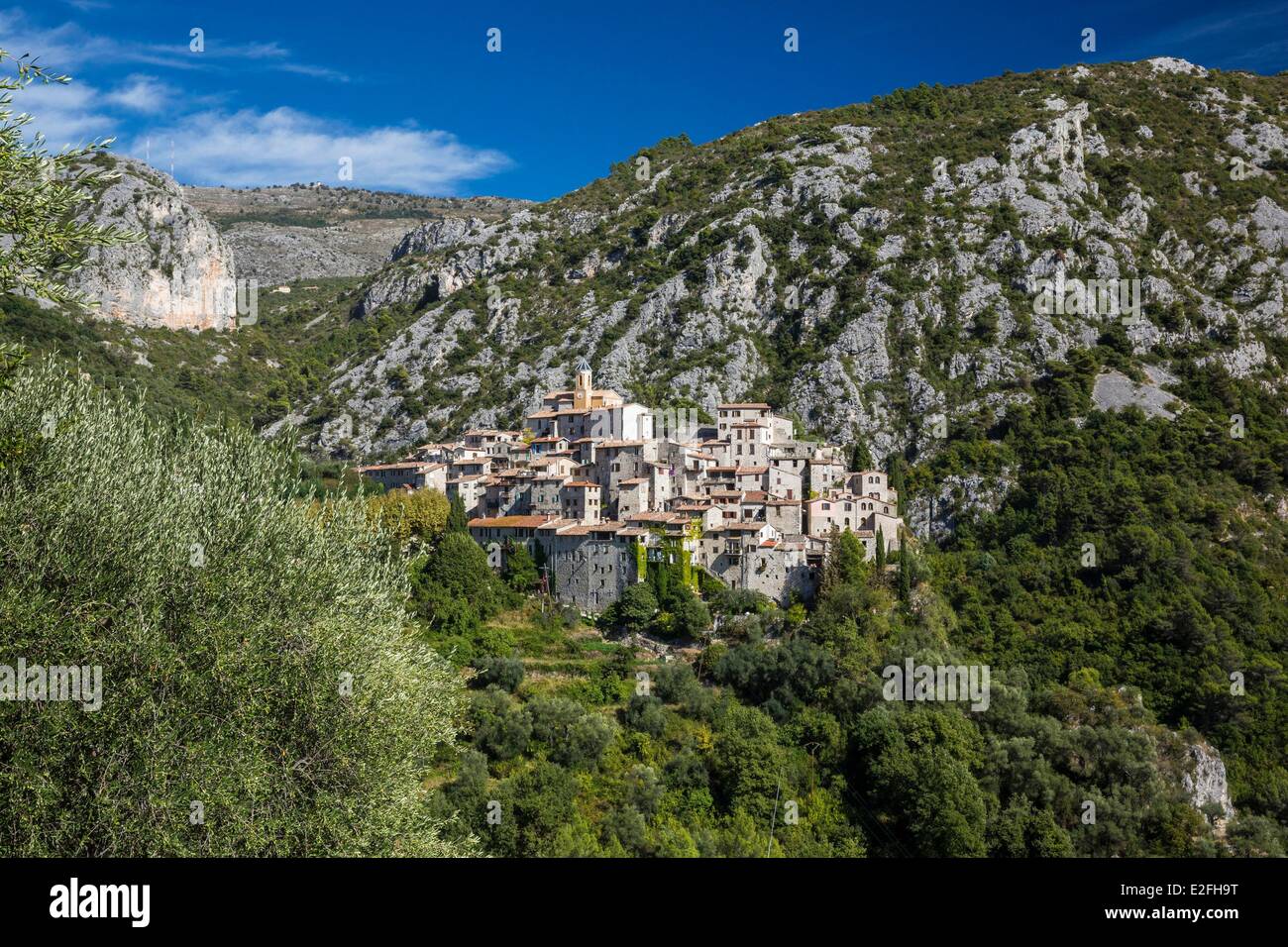 France, Alpes Maritimes, perched village of Peillon in Nice Hinterland Stock Photo