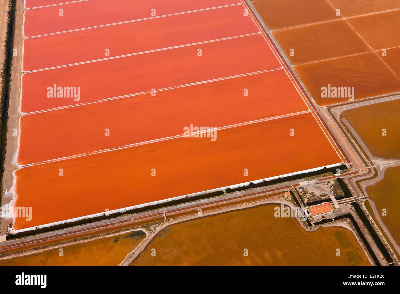 France, Aude, salt marshes, saline of Gruissan (aerial view) Stock Photo