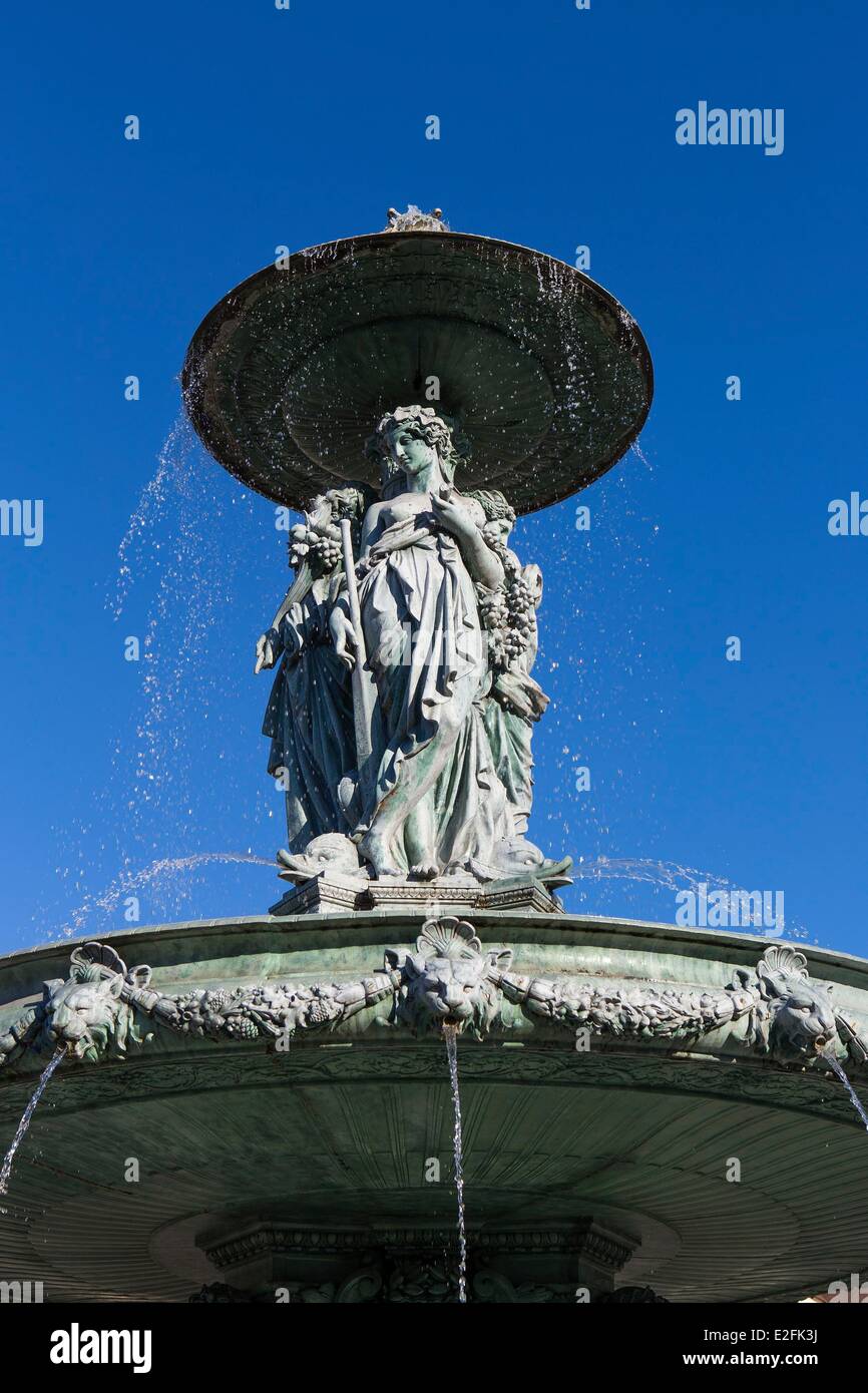 France, Seine et Marne, Melun, 19th century St Jean fountain by Jean Baptiste Klagmann Stock Photo