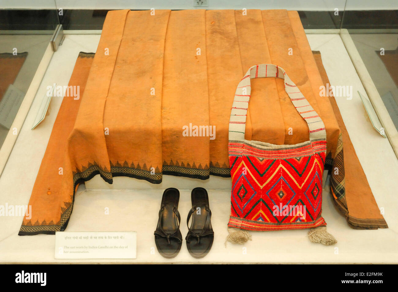 India New Delhi house museum and Indira Gandhi Memorial clothes worn during her assassination in which we see the bullet holes Stock Photo