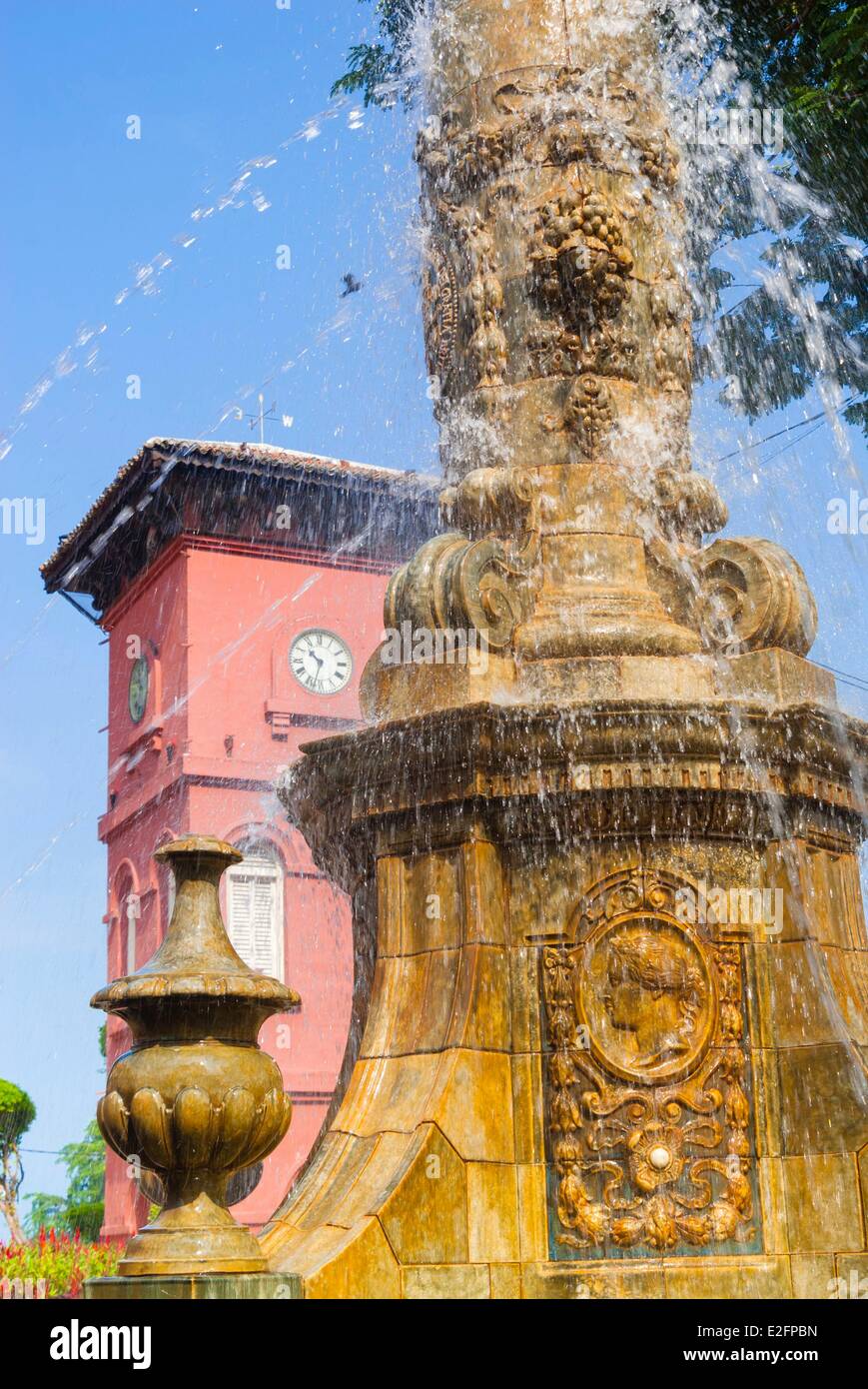 Malaysia Melaka State Melaka (Malacca) historic city listed as World Heritage by UNESCO Fountain in Town Square Tan Beng Swee Stock Photo