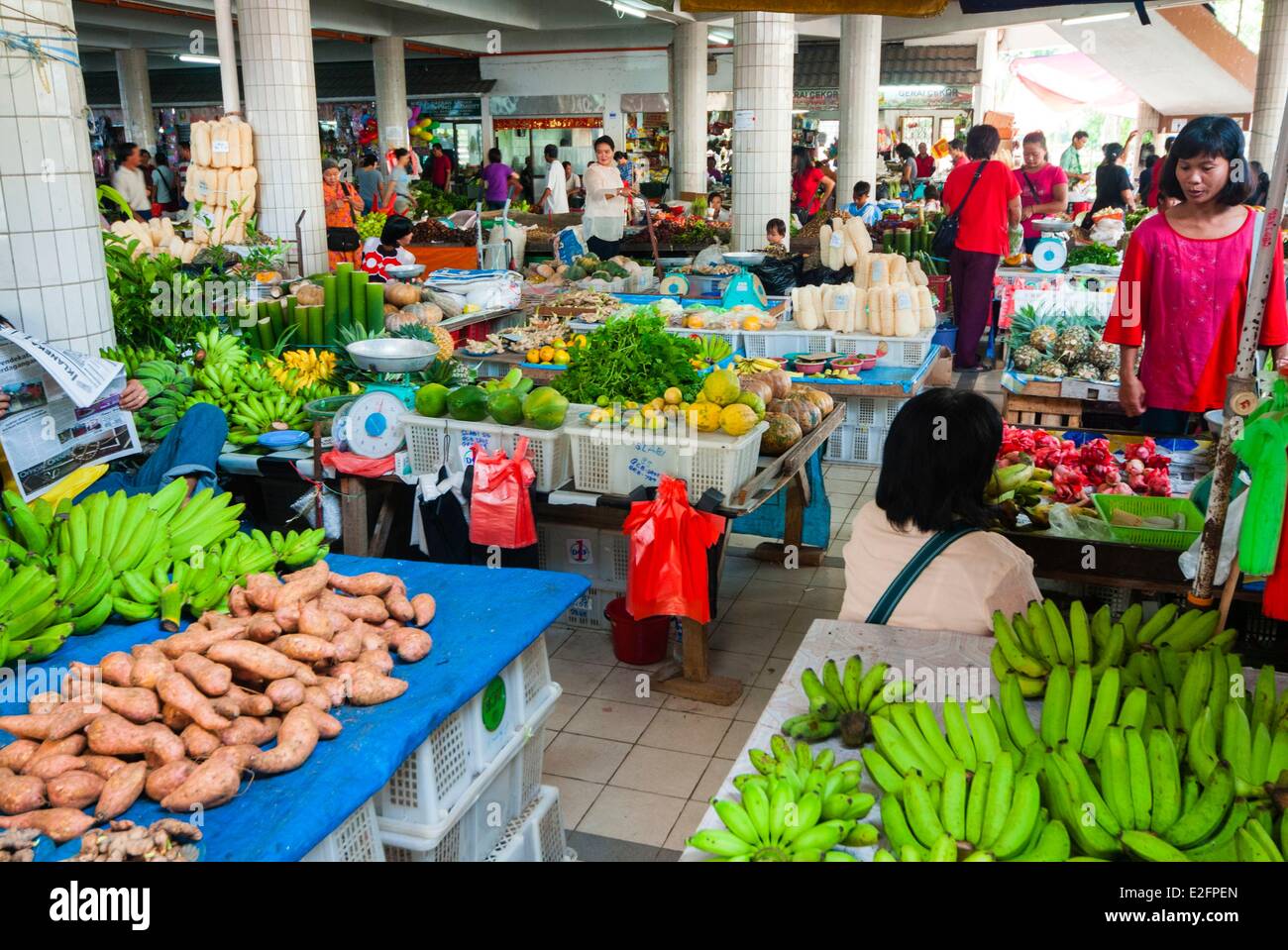 Malaysia Malaysian Borneo Sarawak State Kuching Food Market Fruit and