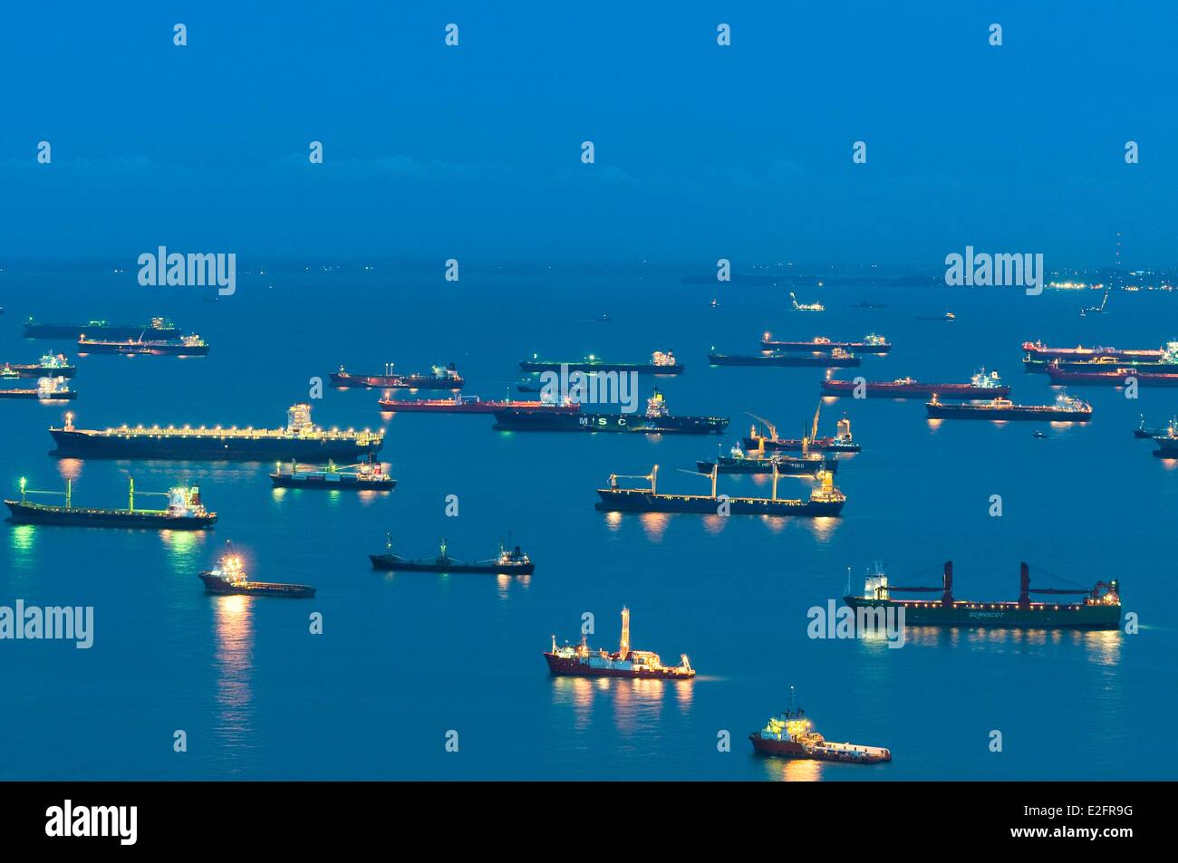 Singapore Singapore Strait maritime traffic Stock Photo