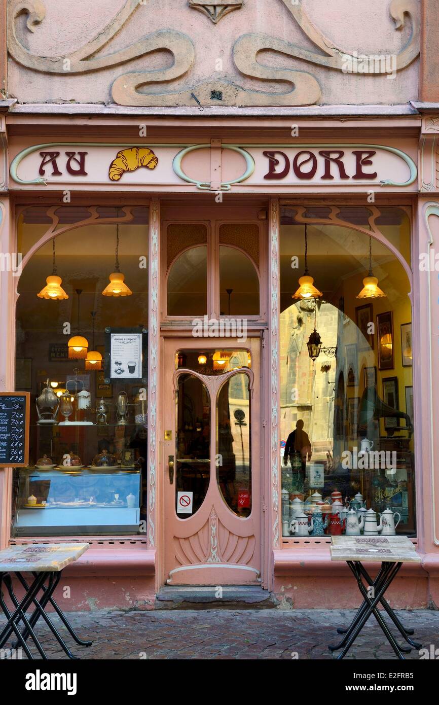 France Haut Rhin Alsace Wine Route Colmar Cafe with its Art Nouveau facade on Rue des Marchands