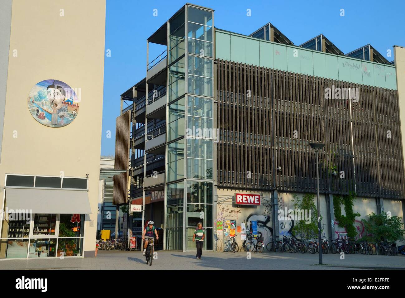 Germany Baden Wurttemberg Freiburg im Breisgau Vauban quarter parking powered by solar energy