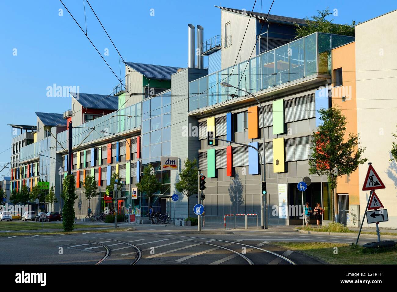 Germany Baden Wurttemberg Freiburg im Breisgau Vauban quarter building called Sun Ship (Sonnenschiff) in the Schlierberg solar Stock Photo