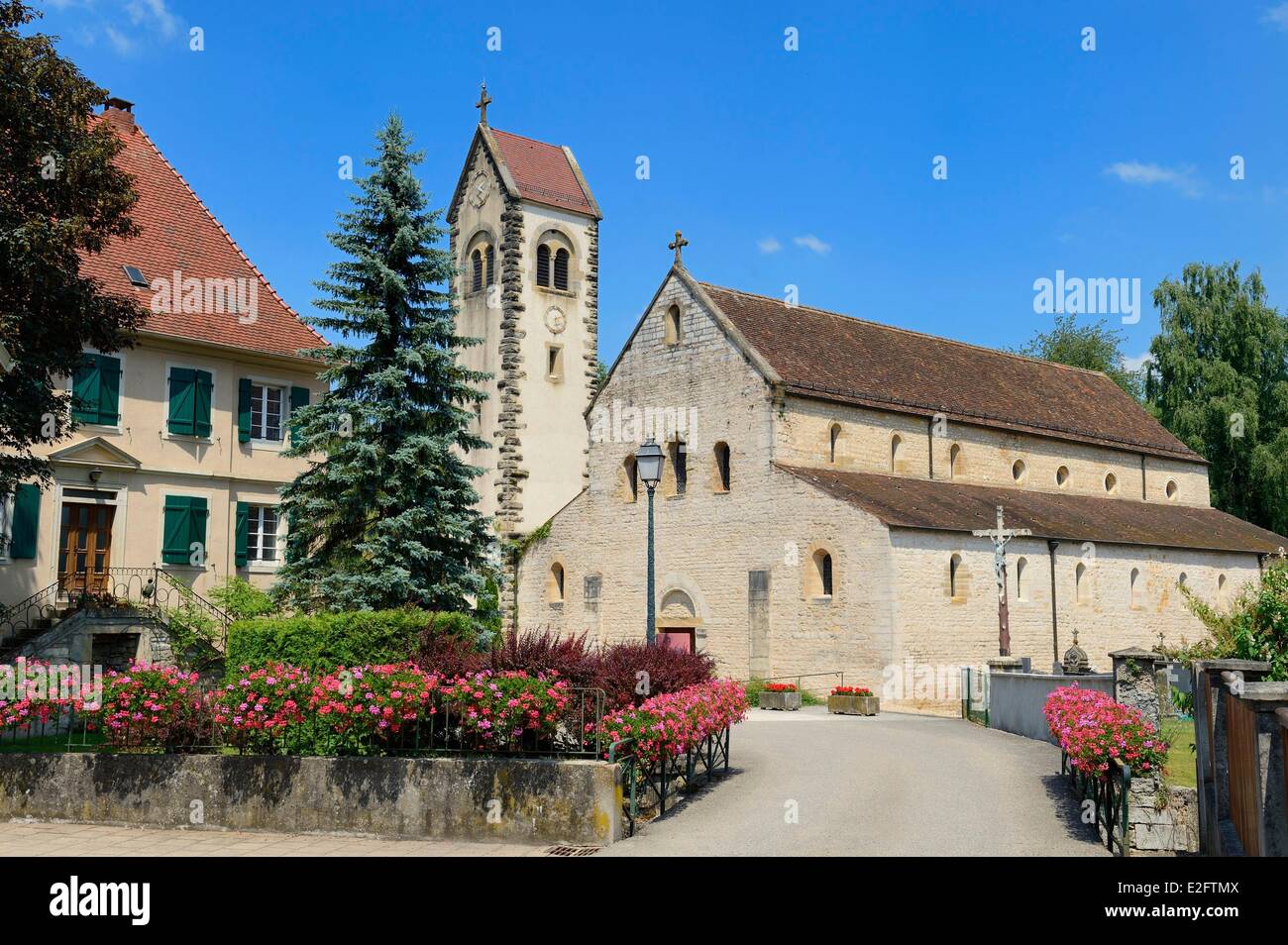 France Haut Rhin Sundgau Feldbach Saint-Jacques church of the 12th century former priory founded by Frederic 1st Earl of Stock Photo