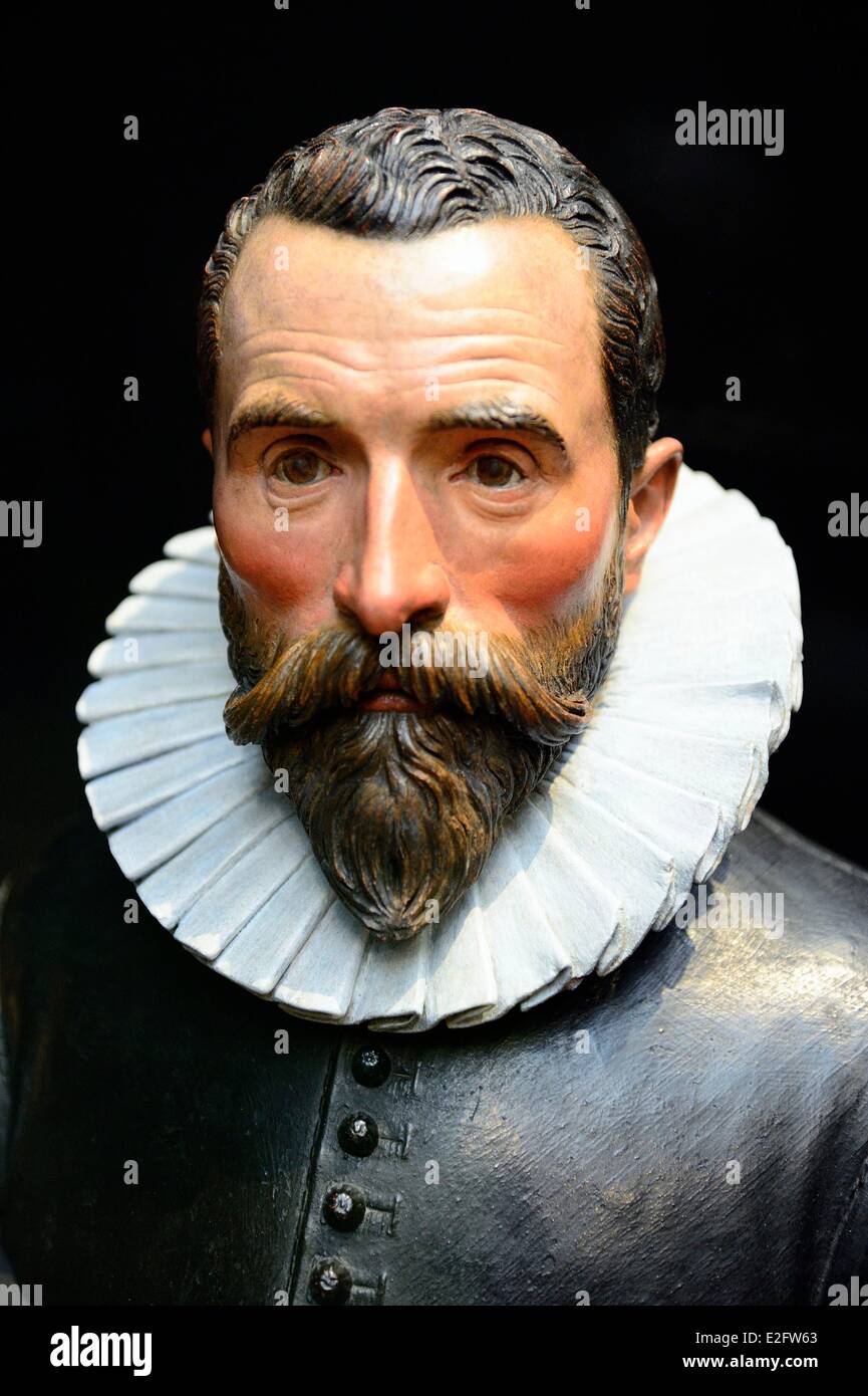 Netherlands Amsterdam Rijksmuseum statue of Johann Neudorfer de Jongere (1570) Stock Photo