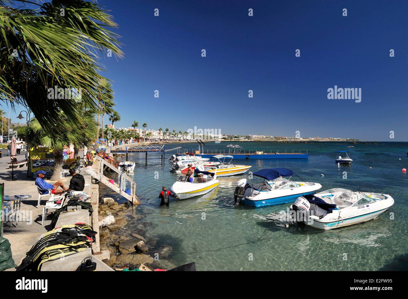 Cyprus Paphos District Paphos Marina Kato Paphos from which boats output to the dive boats moored Stock Photo