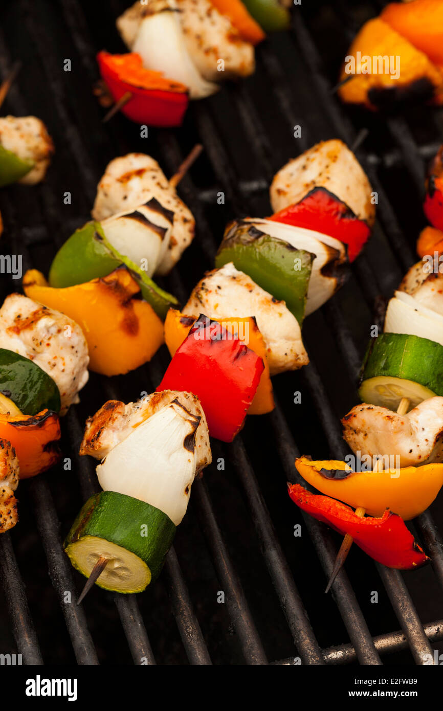 Homemade Chicken Shish Kabobs with Peppers and Onions Stock Photo Alamy