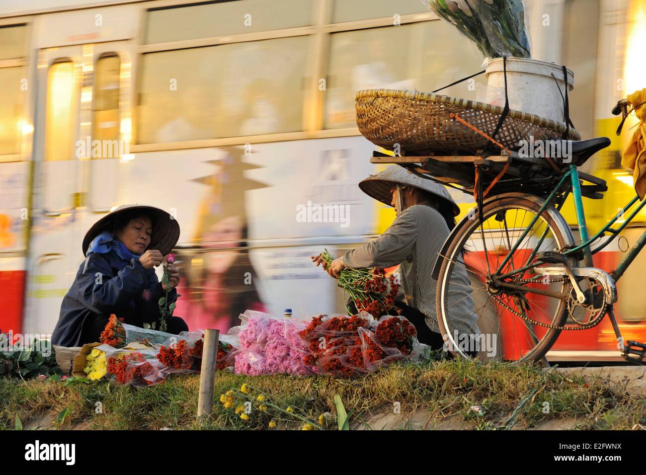 Vietnam Hanoi flower market Stock Photo