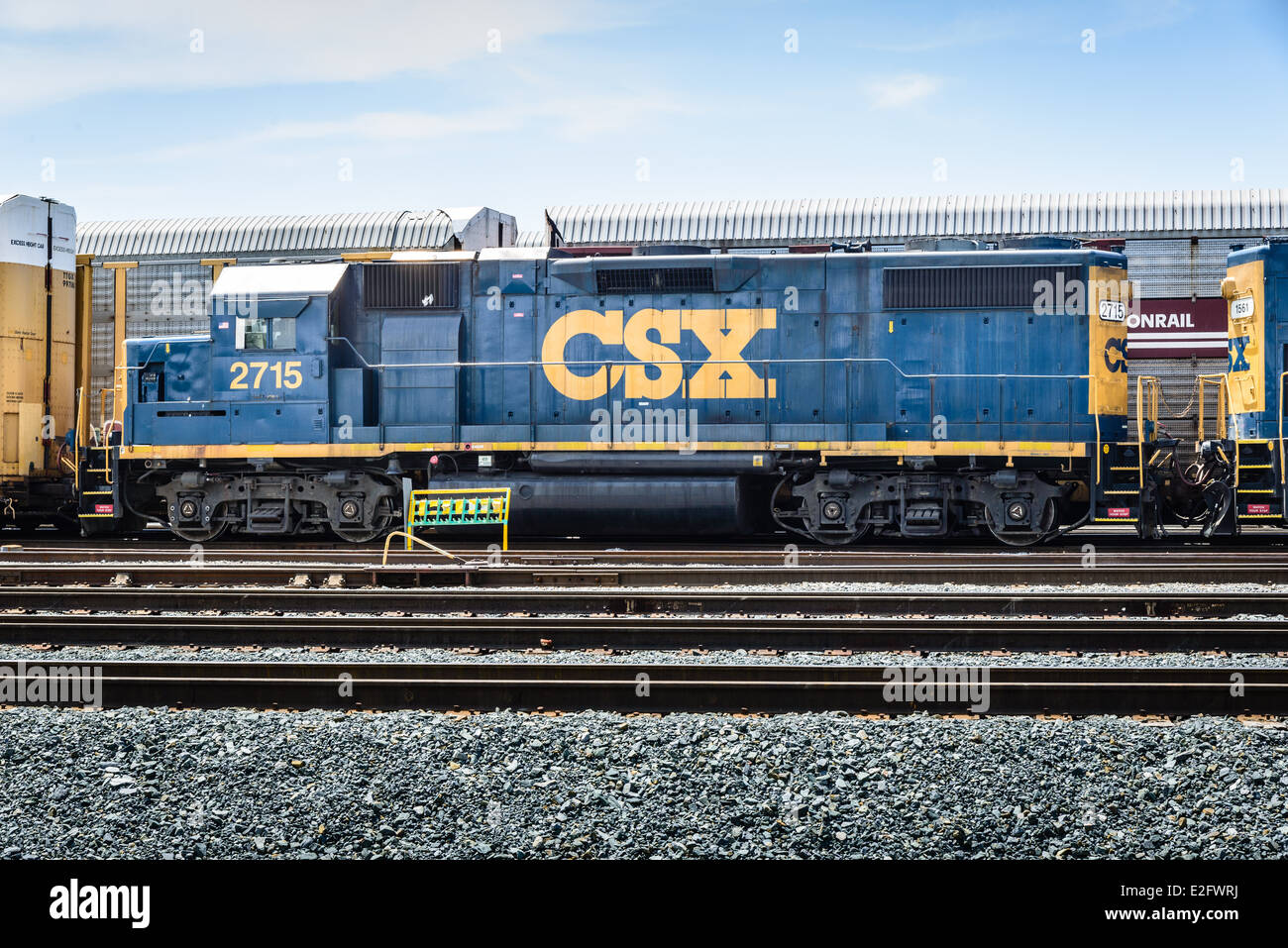 CSX Locomotive EMD GP38-2 No 2715, Curtis Bay Yard, Baltimore, MD Stock Photo