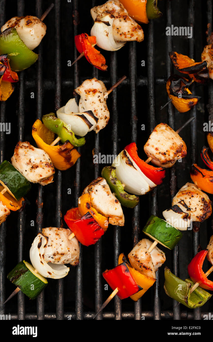 Homemade Chicken Shish Kabobs with Peppers and Onions Stock Photo Alamy