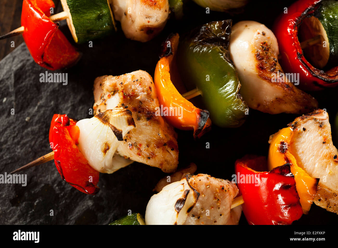 Homemade Chicken Shish Kabobs with Peppers and Onions Stock Photo Alamy