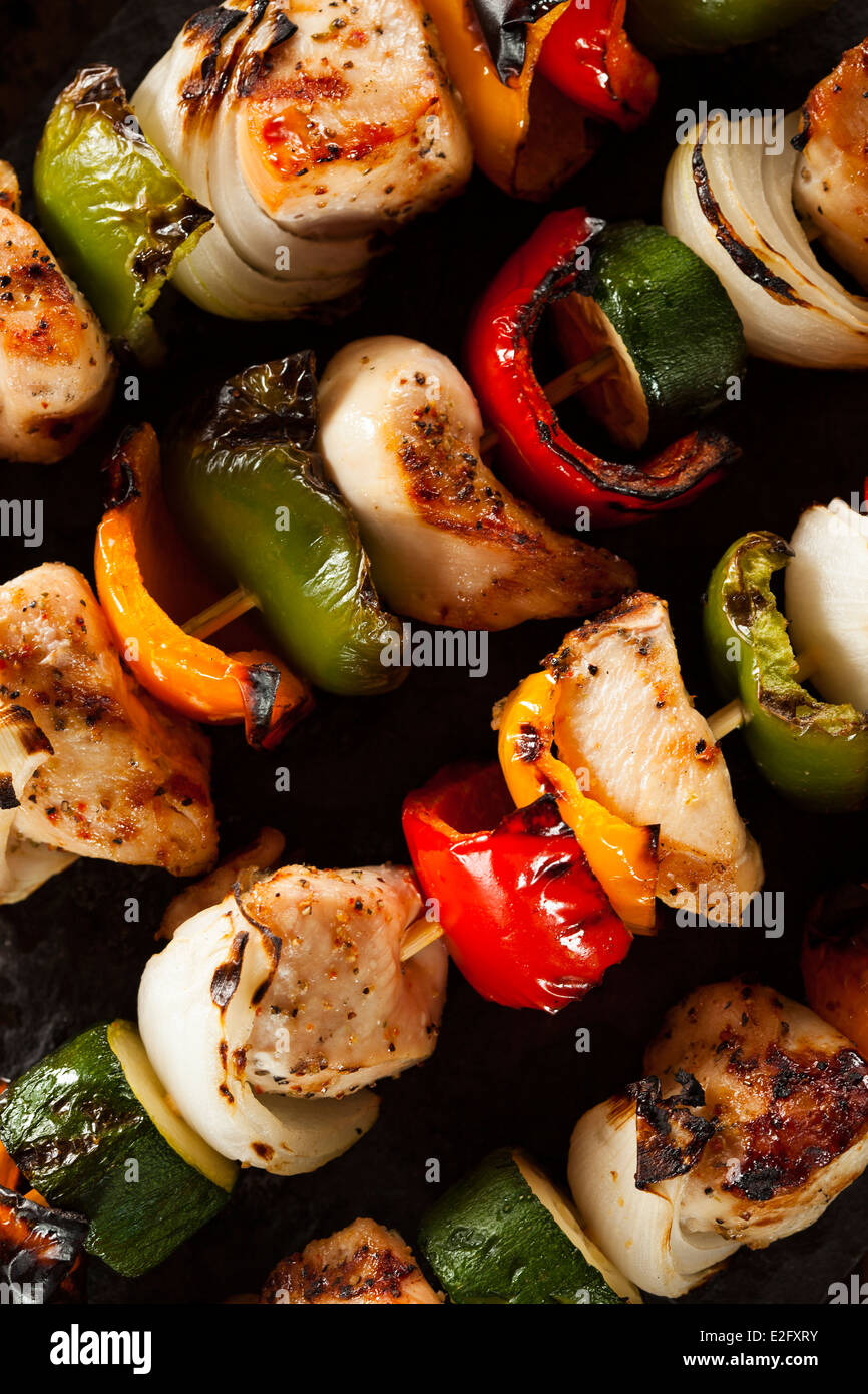 Homemade Chicken Shish Kabobs with Peppers and Onions Stock Photo Alamy
