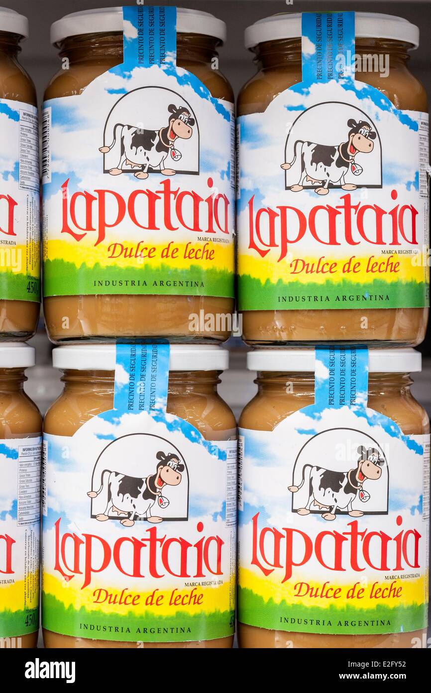 Argentina Buenos Aires Dulche de leche (milk jam) of the brand Lapataia Stock Photo